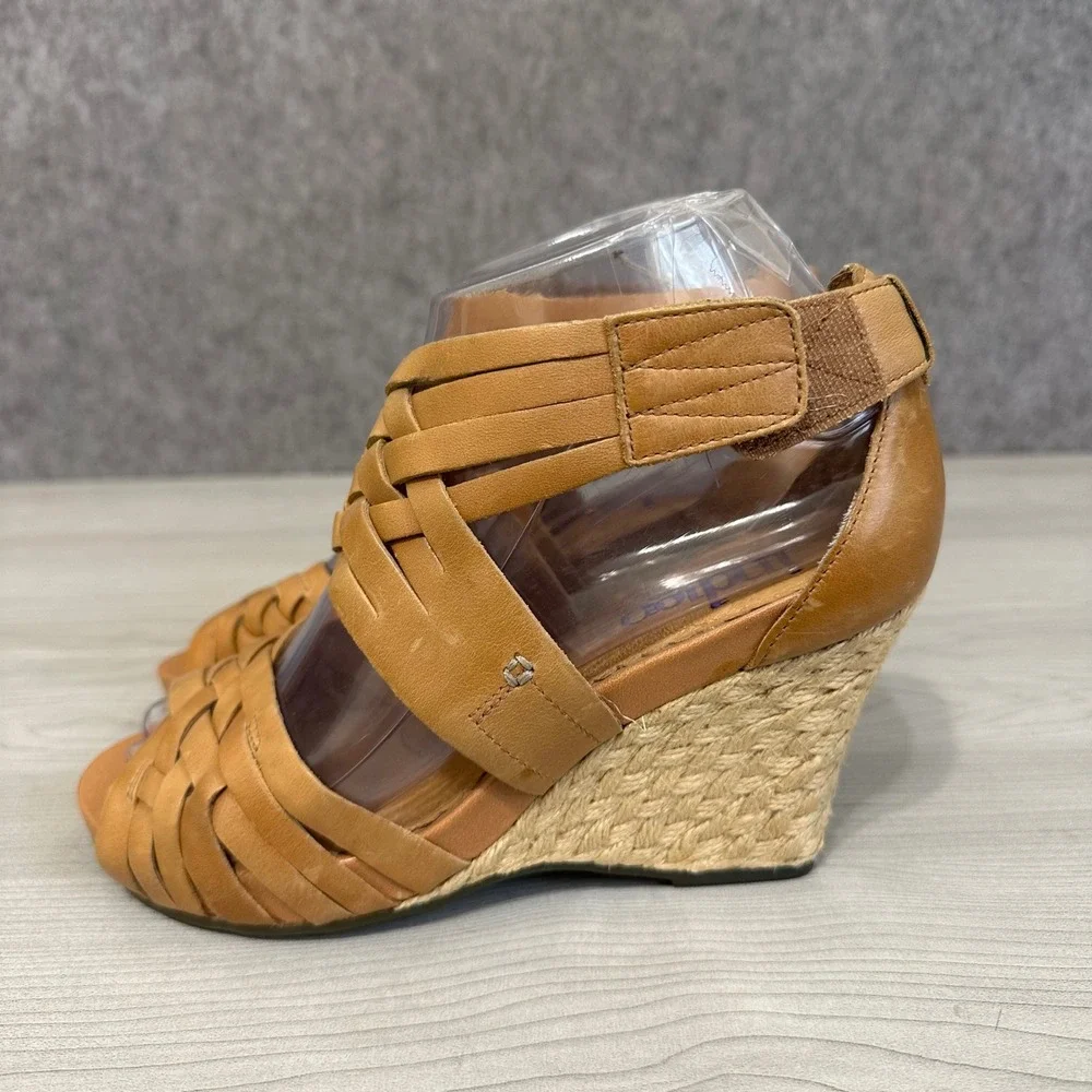 Indigo by Clarks Pocomo Wedge Sandals Womens 6 Woven Leather Espadrille Heel